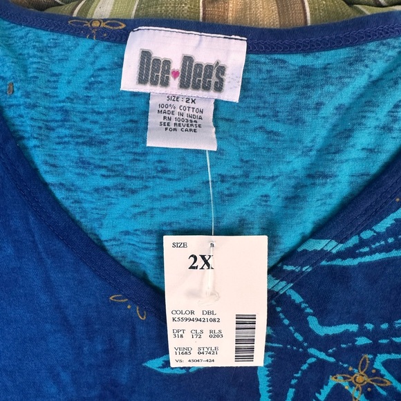 Blue Starfish Print Sleeveless Top and Pants Set - Picture 2 of 2